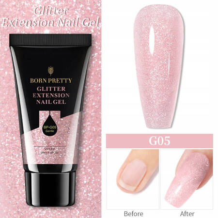 BORN PRETTY acrylic gel for extensions G05 pink with glitter 30ml