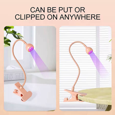 Flexible mini LED lamp - a clip-on flashlight for manicure peach color