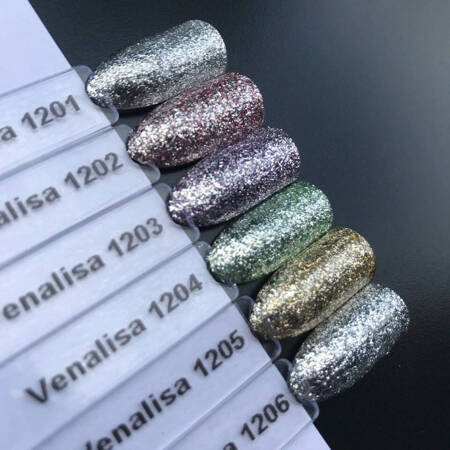 Gel nail polish with liquid foil effect Venalisa Platinum 1203 silver-lavender 12 ml