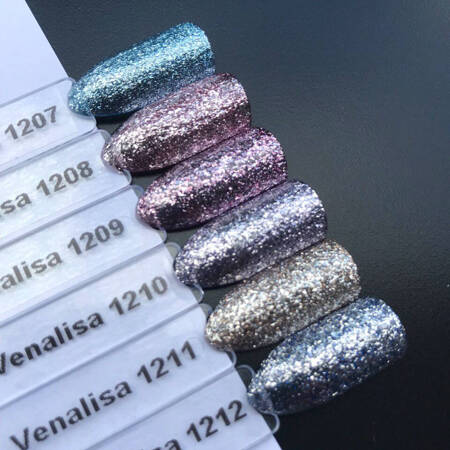 Gel nail polish with liquid foil effect Venalisa Platinum 1207 silver-blue 12 ml