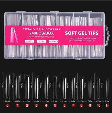 Gel tips Arch Coffin XXL transparent 240 pcs