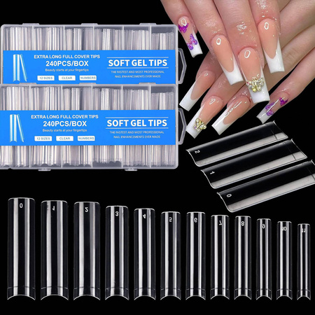 Gel tips Square XXL transparent 240 pcs + ADORE Funky Tips Glue Gel 15 ml