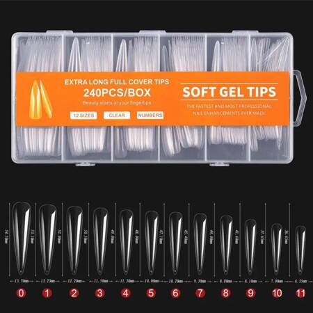 Gel tips Stylet XXL transparent 240 pcs + ADORE Funky Tips Glue Gel 15 ml