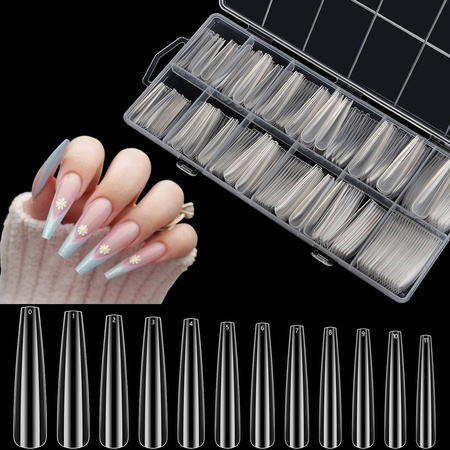 Gel tips ballerina XXL transparent 240 pcs + ADORE Funky Tips Glue Gel 15 ml