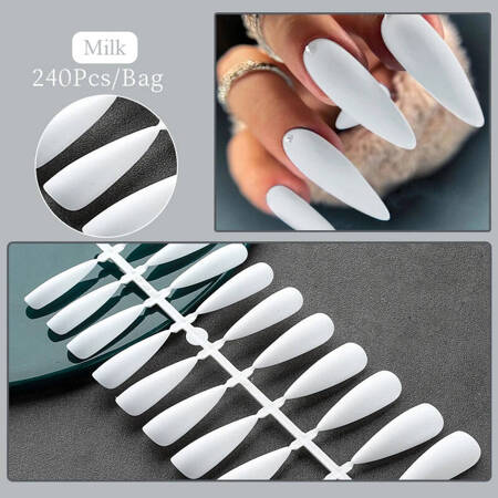 Gel tips for nail extension Ballerina Whitte 240 pcs