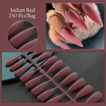 Gel tips for nail extension Indian Red stylet 240 pcs + ADORE Funky Tips Glue Gel 15 ml