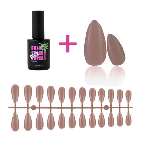 Gel tips for nail extension Latte almond 240 pcs + ADORE Funky Tips Glue Gel 15 ml