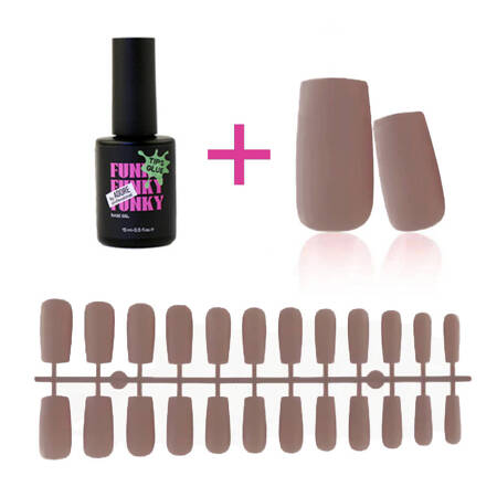 Gel tips for nail extension Latte square 240 pcs + ADORE Funky Tips Glue Gel 15 ml