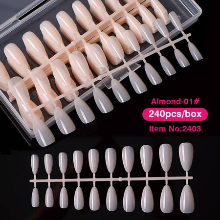 Gel tips for nail extension Soft Nude almond 240 pcs + ADORE Funky Tips Glue Gel 15 ml