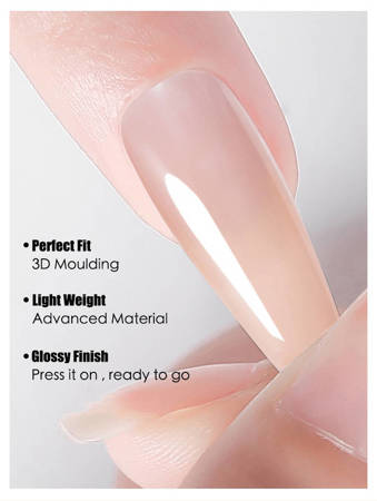 Gel tips for nail extension Soft Nude ballerina 240 pcs + ADORE Funky Tips Glue Gel 15 ml