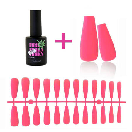 Gel tips for nail extension pink ballerina 240 pcs + ADORE Funky Tips Glue Gel 15 ml