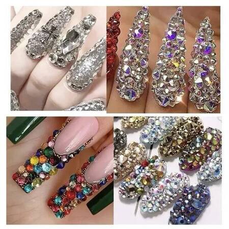 Glass rhinestones for nails red set of 5 sizes 1.2-2.0 mm.