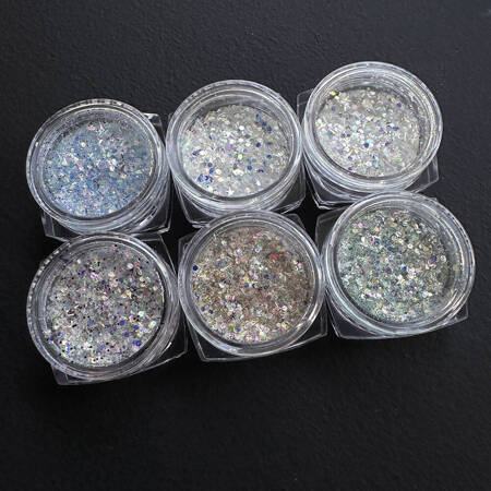 Glitter glitters for nail art, set of 6 colors