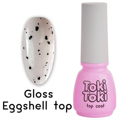 Hybrid top coat no wipe Toki Toki Gloss Eggshell transparent with black particles 5ml