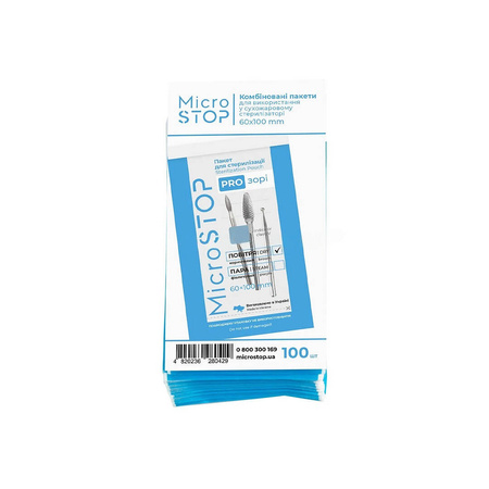 MicroStop paper bags for sterilizing tools, 60x100mm, Clear