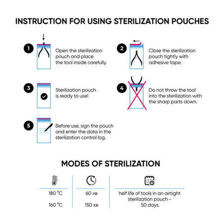 MicroStop paper bags for sterilizing tools, 60x100mm, White