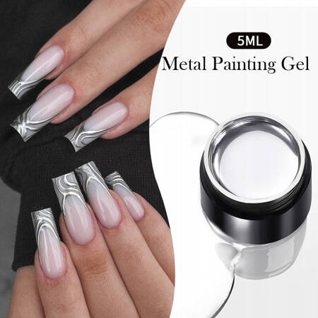 Mirror gel paint for nail decoration Metal SUPER SHINE silver 5 ml