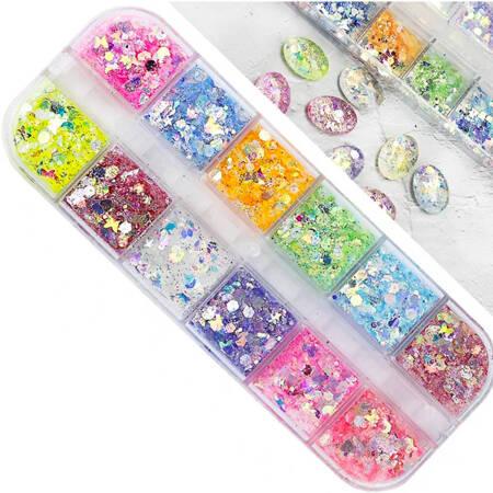 NH nail art glitters, set of 12 colors