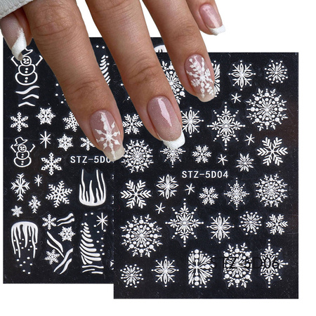 Nail stickers self-adhesive Christmas winter white snowflakes XH-05