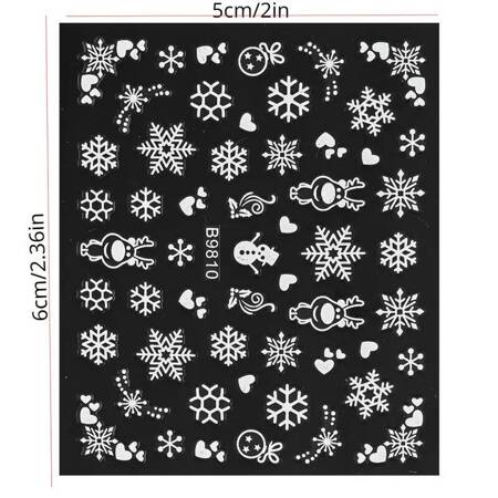 Nail stickers self-adhesive Christmas winter white snowflakes XH-05