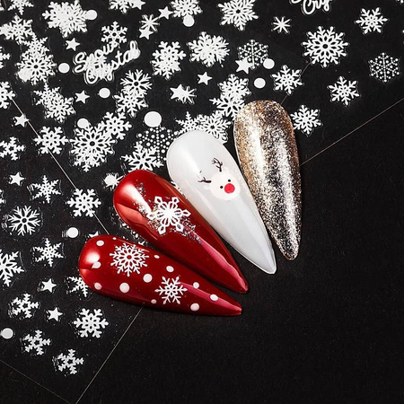 Nail stickers self-adhesive Christmas winter white snowflakes XH-05