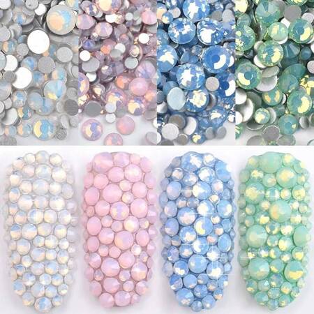 OPAL Blue nail decoration rhinestones, mix set, sizes 1.4-4.6 mm