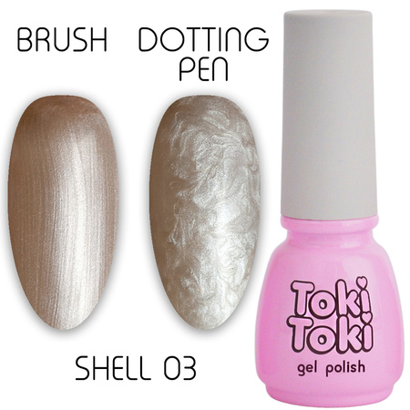 Pearl hybrid nail polish Toki Toki Shell 03 Pearl Effect beige-gold with a delicate shine 5ml