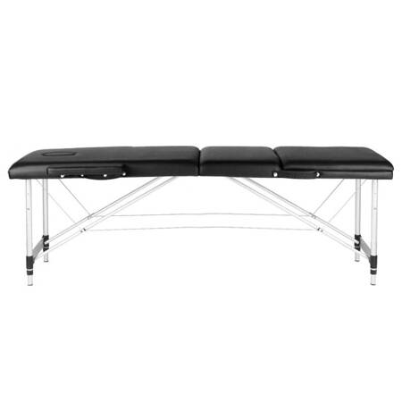 Professional folding massage table 3 segments with aluminum legs, black KOMFORT FIZJO 3