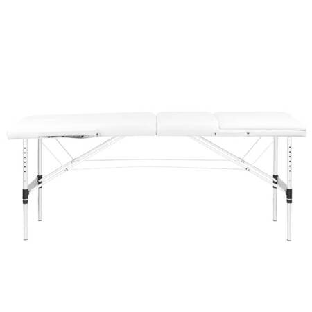 Professional folding massage table 3 segments with aluminum legs, white KOMFORT FIZJO 3