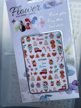 Self-adhesive nail stickers Christmas cookie XF3465 