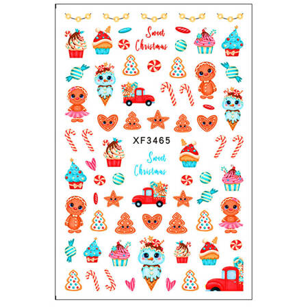 Self-adhesive nail stickers Christmas cookie XF3465 