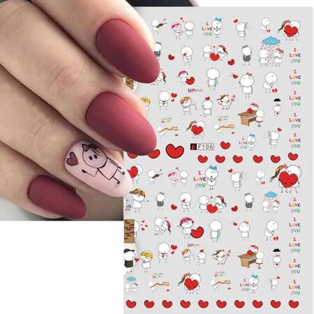 Self-adhesive nail stickers valentine's day F895