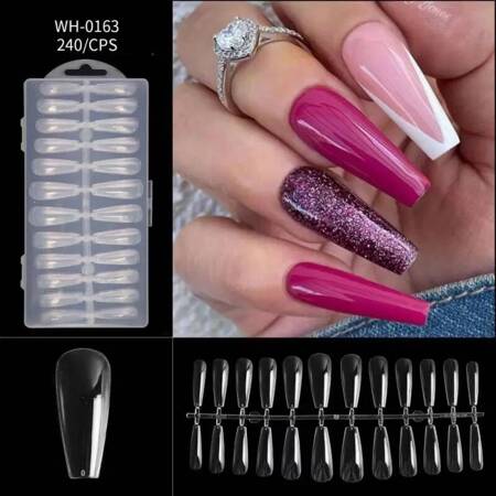 Set of extension  gel nails, transparent, 240 pcs + ADORE Gel glue 15ml