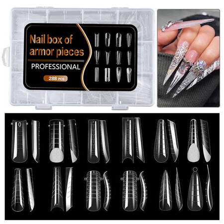 Set of upper nail extension forms 288 pcs (12 shapes)