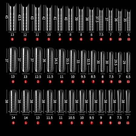 Set of upper nail extension forms 288 pcs (12 shapes)