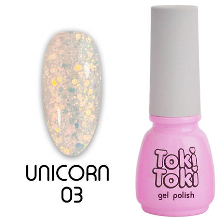 Toki-Toki Unicorn UN03 hybrid nail polish milky pink with glitter 5ml