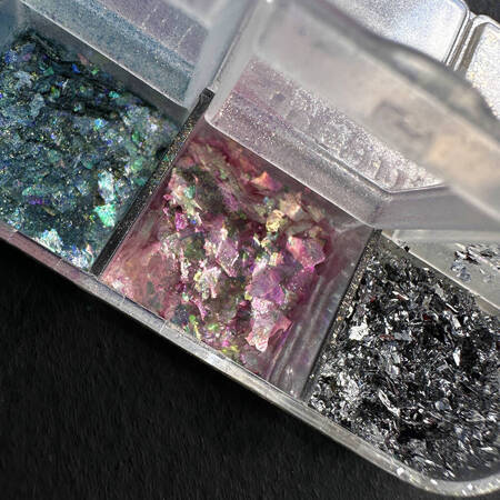 Translucent nail flakes OBW foil, set of 12 colors