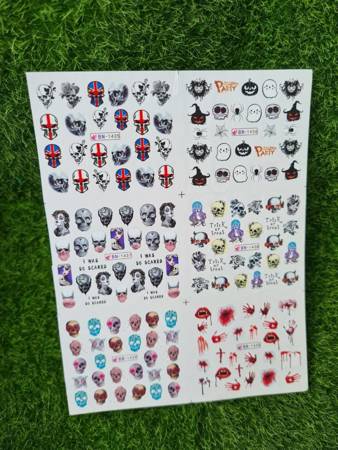 Water stickers for manicure, nail art, Halloween, BN-1435, sheet of 6 pcs