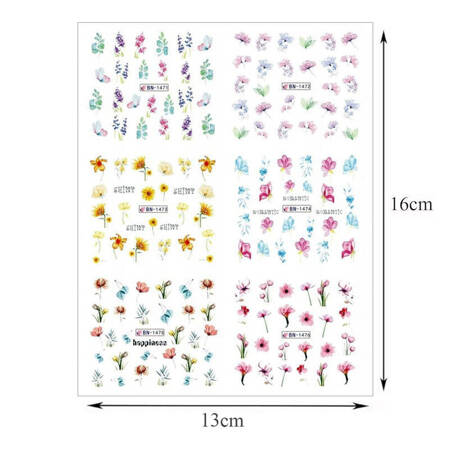 Water stickers for manicure, nail art, Halloween, BN-1435, sheet of 6 pcs