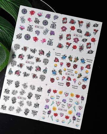 Water stickers for manicure, nail art, Roses, BN-1561, sheet of 6 pcs