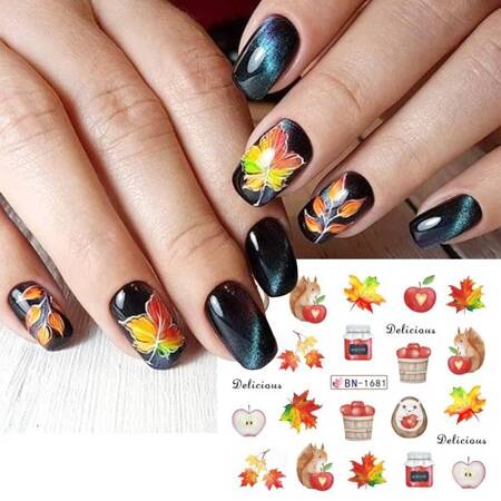 Water stickers for manicure, nail art, animals, BN-1681, sheet of 6 pcs