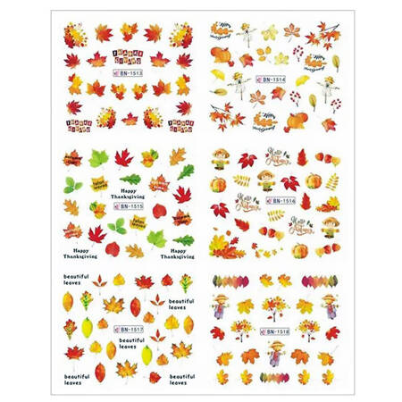 Water stickers for manicure, nail art, autumn, BN-1513  sheet of 6 pcs