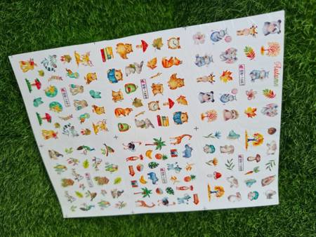 Water stickers for manicure, nail art, rabbits, BN-1687, sheet of 6 pcs