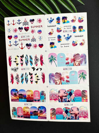 Water stickers for manicure, nail art, summer, BN-1699, sheet of 6 pcs