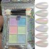 Pearl effect pearl powder for nail decoration, set of 6 colors + applicator