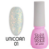 Toki-Toki Unicorn UN01 hybrid nail polish semi-transparent with glitter 5ml