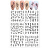 Water stickers for manicure, nail art, black leaves, BN-1447, sheet of 6 pcs