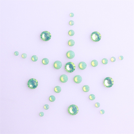 OPAL Green nail decoration rhinestones, mix set, sizes 1.4-4.6 mm