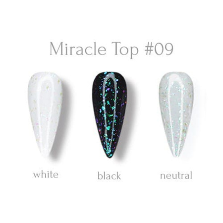 Tоп для гель-лаку з блиском MIRACLE TOP №09 бірюзові пластівці Юкі 8мл