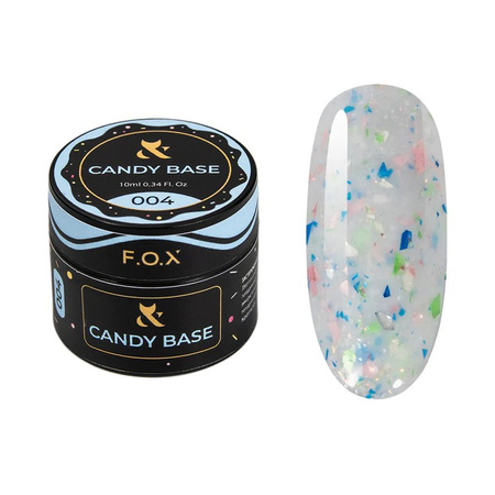  F.O.X Candy Base 004 niebieska kauczukowa baza z płatkami folii, 10 ml